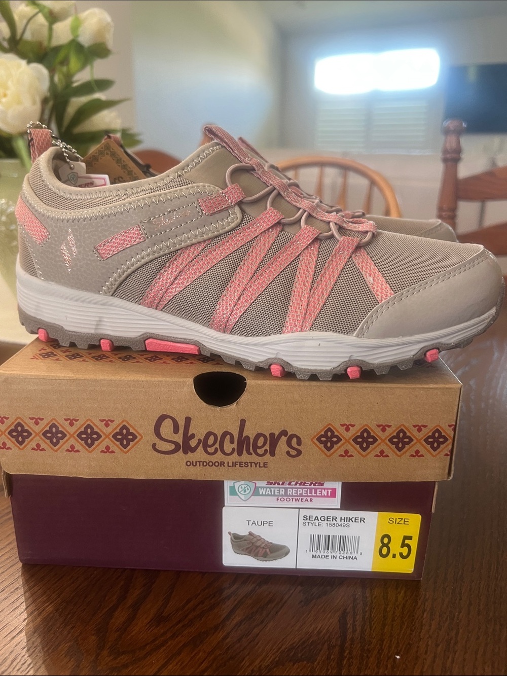 Skechers Taupe and Pink Outdoor Trainer